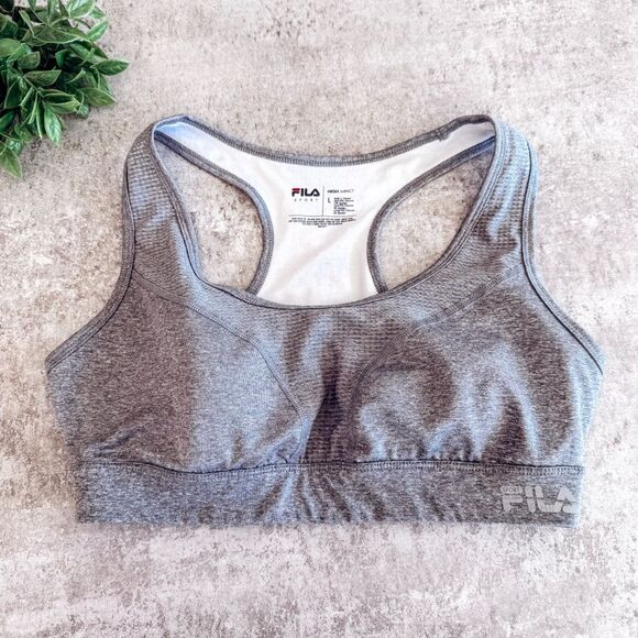 Fila Grey Racerback High Impact Sports Bra Size Large - Picture 1 of 4